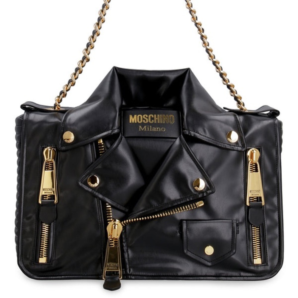 Moschino Black Quilted Jacket-Inspired Shoulder Bag with Gold Hardware - Picture 3 of 5